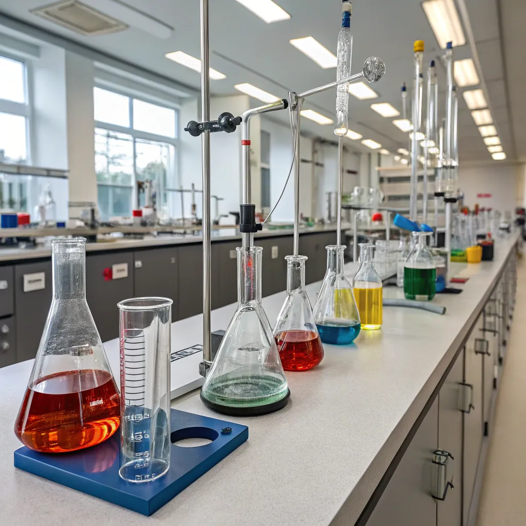 Chemistry lab with beakers and test tubes